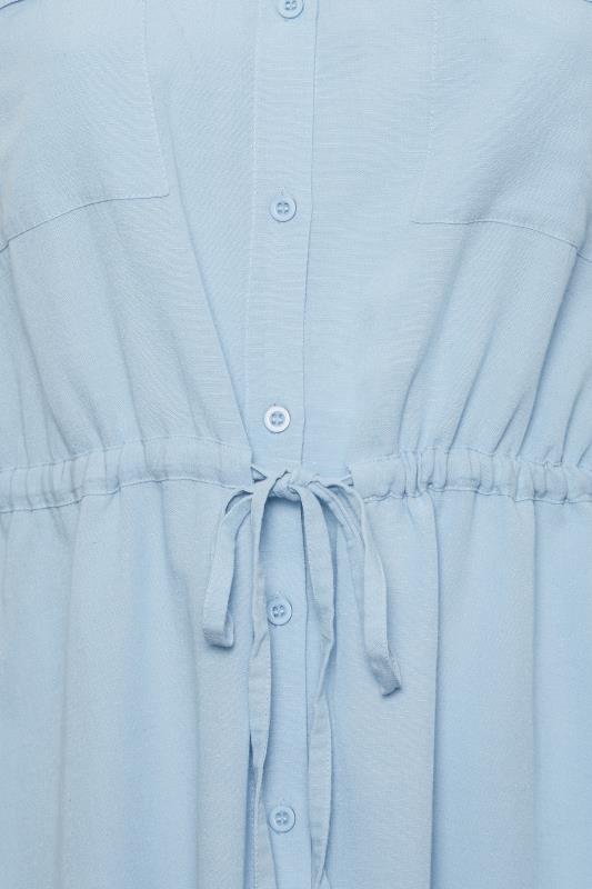 YOURS Plus Size Curve Light Blue Utility Tunic Linen Blend Shirt | Yours Clothing  5