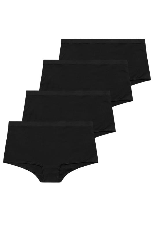 YOURS 4 PACK Plus Size Black Cotton Stretch Shorts | Yours Clothing 3