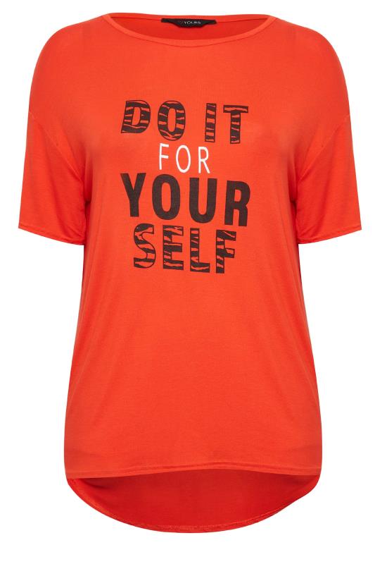 YOURS Plus Size ACTIVE Orange 'Do It For Yourself' Slogan Top | Yours Clothing 9