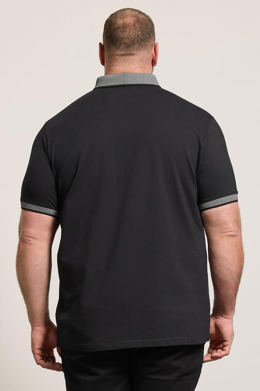 BadRhino Big & Tall Black Chambray Pocket Polo Shirt | BadRhino 4