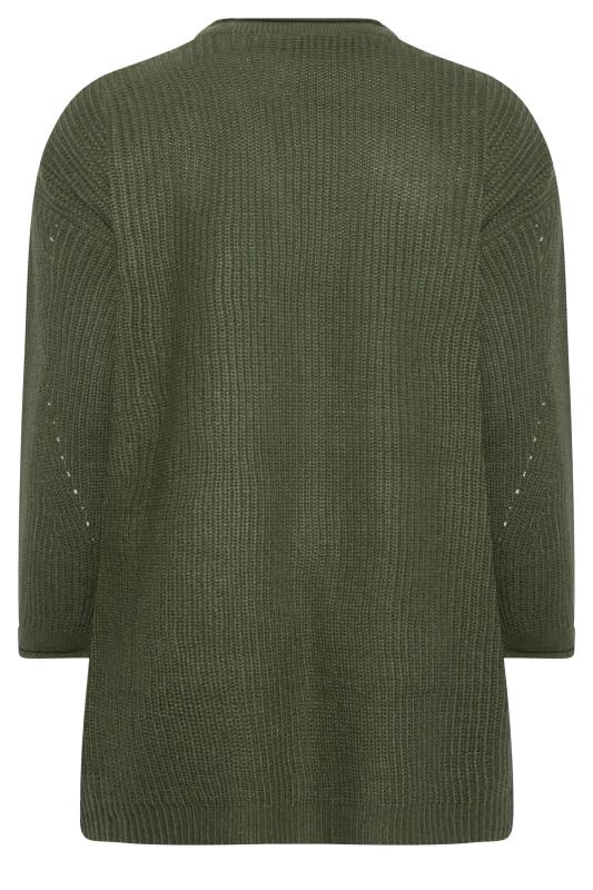 YOURS Plus Size Khaki Green Knitted Cardigan | Yours Clothing 7
