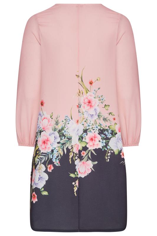 YOURS LONDON Plus Size Pink Floral Print Shift Dress | Yours Clothing 7