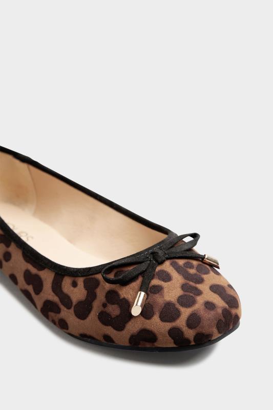 Brown Leopard Print Ballet Pumps In Extra Wide Fit 6