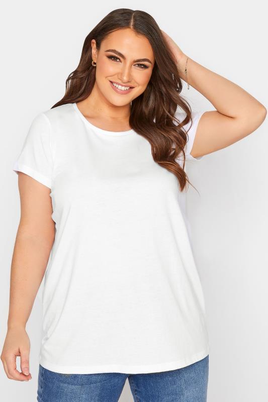  Grande Taille Curve White Basic T-Shirt
