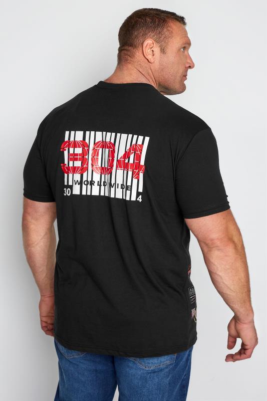 304 CLOTHING Big & Tall Black Retro Graphic Barcode T-Shirt 2