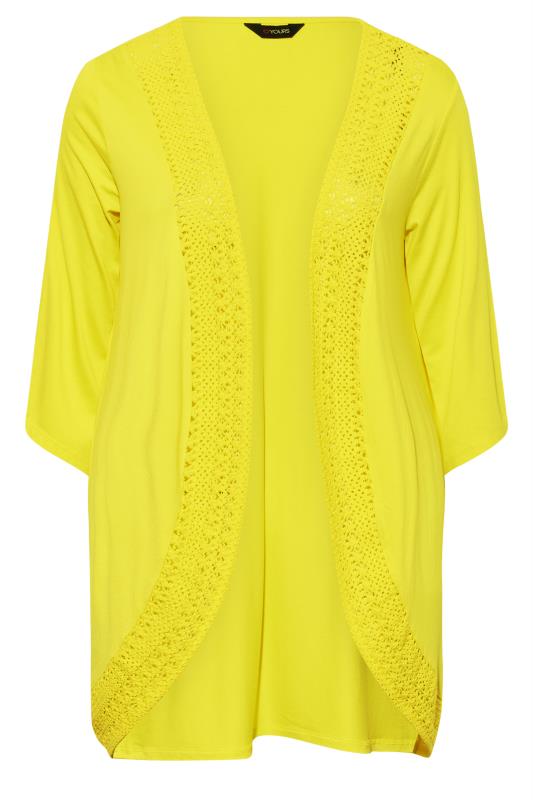 YOURS Curve Plus Size Yellow Lace Front Kimono | Yours Clothing  7