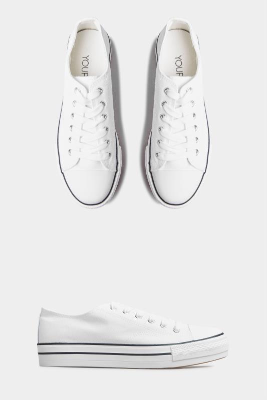 White Canvas Platform Trainers In Extra Wide Fit_B.jpg