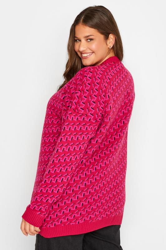 LTS Tall Women's Pink Zig Zag Jacquard Knitted Jumper | Long Tall Sally 3