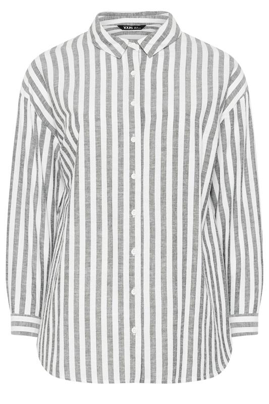 YOURS Plus Size Black & White Linen Stripe Shirt | Yours Clothing 5