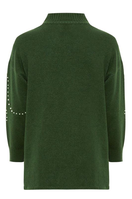 YOURS LUXURY Plus Size Green Pearl Embellished Batwing Jumper | Yours Clothing 8