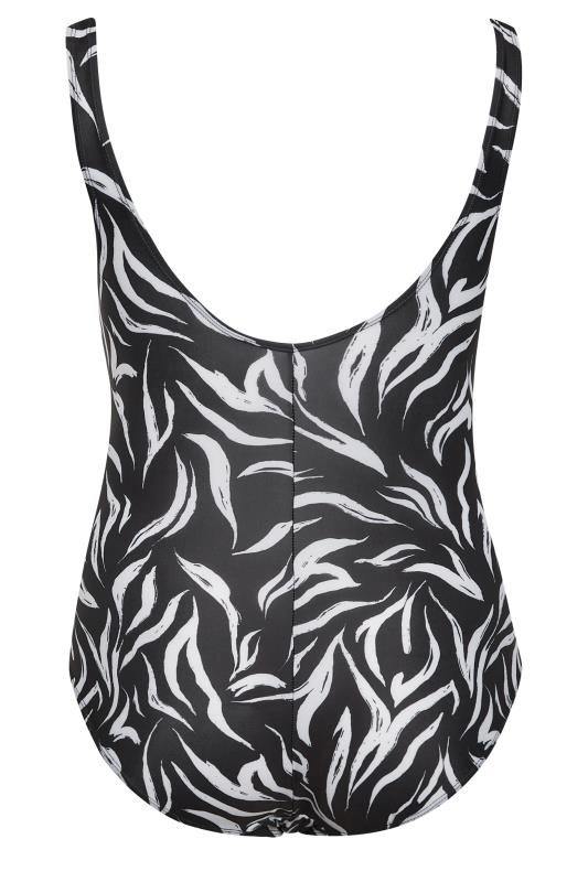 YOURS Plus Size Black Animal Print Buckle Tummy Control Swimsuit | Yours Clothing 7