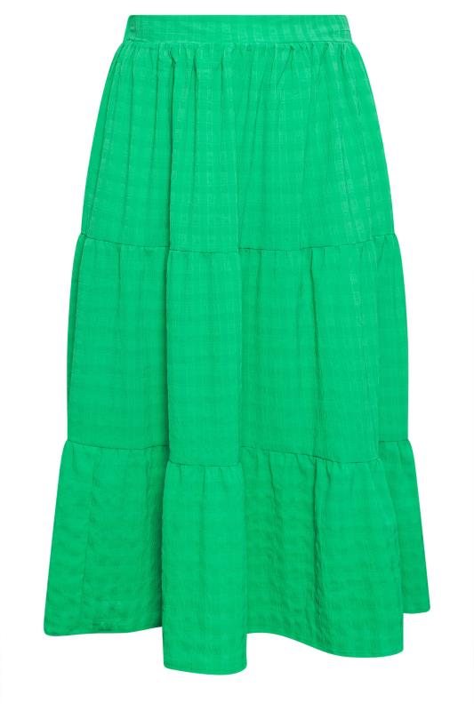 YOURS Plus Size Green Textured Tiered Midi Skirt | Yours Clothing 6