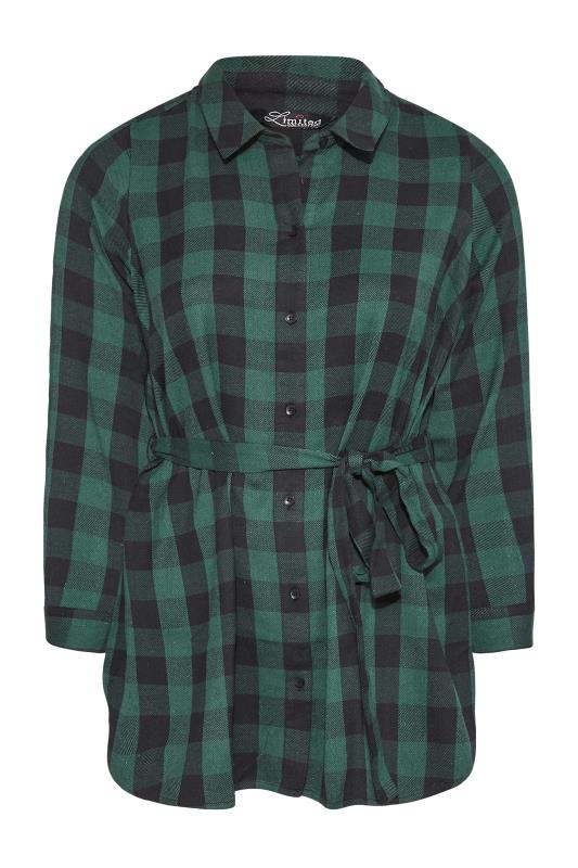 LIMITED COLLECTION Forest Green Gingham Tie Waist Shirt_F.jpg