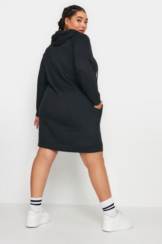 YOURS Plus Size Black 'New York' Print Hoodie Dress 3