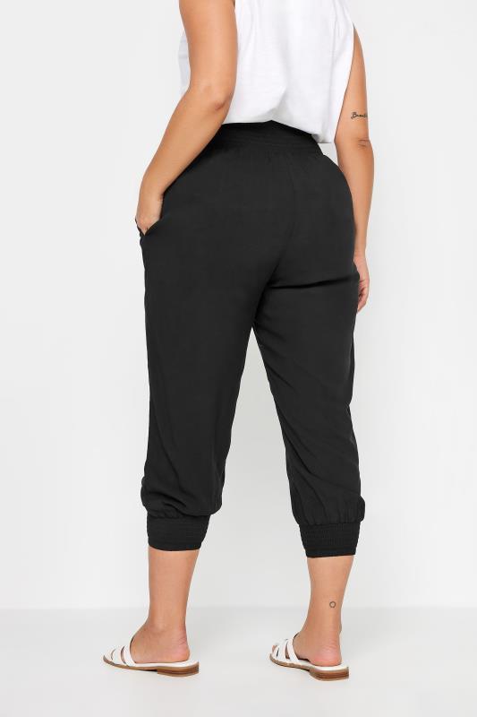 YOURS Plus Size Black Shirred Harem Trousers | Yours Clothing 3