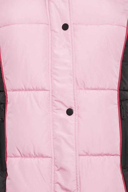 YOURS Plus Size Pink & Black Colourblock Hooded Puffer Jacket | YOURS Clothing 6