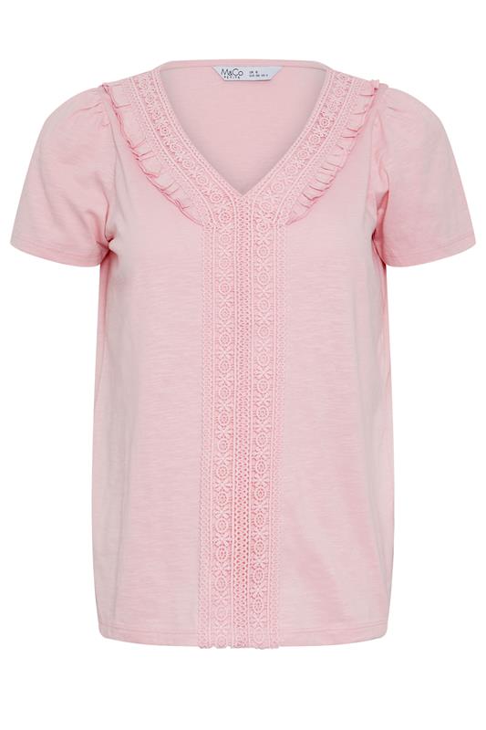 M&Co Petite Pink Short Sleeve Frill Cotton Blouse | M&Co 5