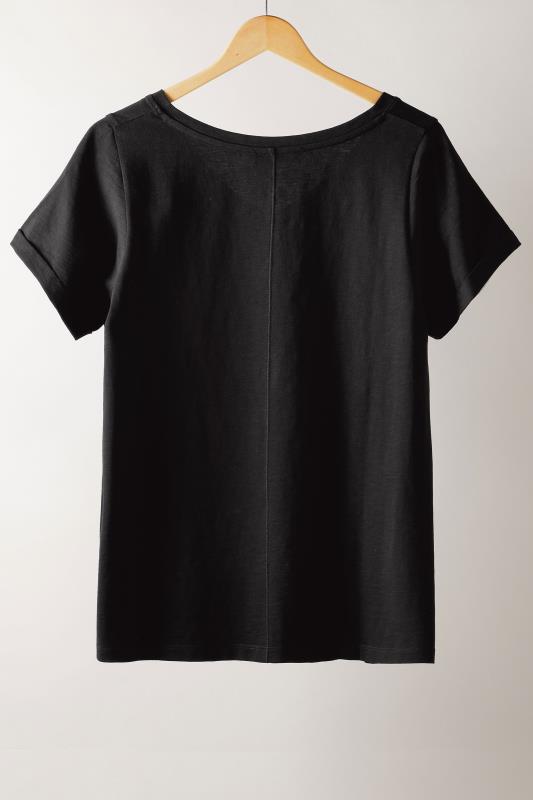 EVANS Plus Size Black Pure Cotton T-Shirt | Yours Curve 6