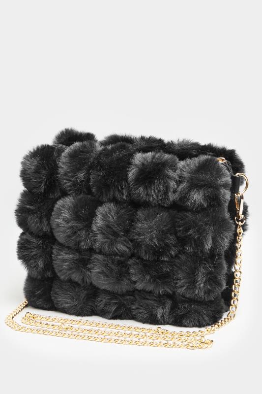 Black Faux Fur Clutch Bag 3
