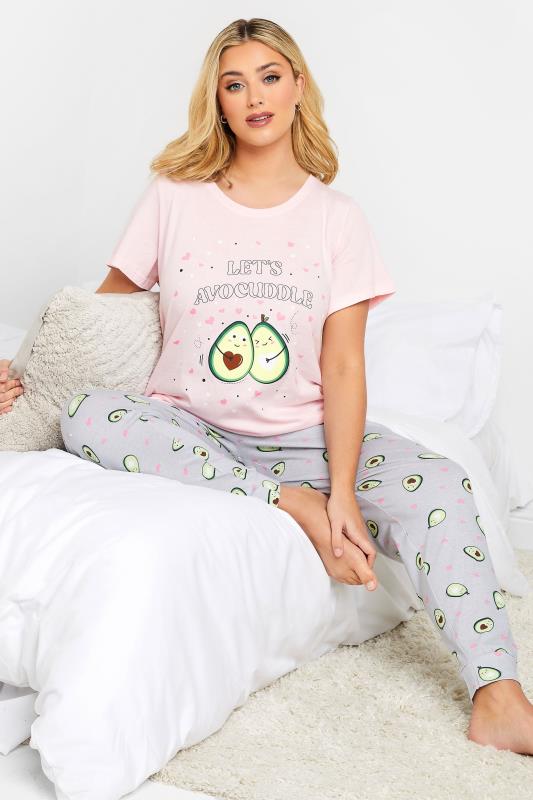 YOURS Plus Size Pink 'Avocuddle' Pyjama Set | Yours Clothing 3