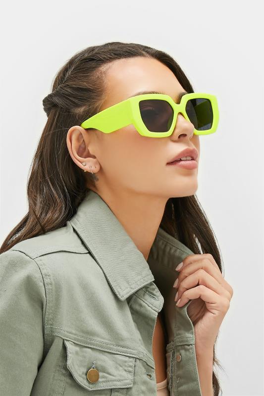 Tall  Yours Lime Green Frame Oversized Sunglasses