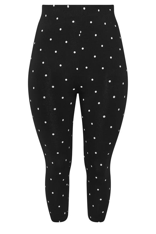 YOURS Plus Size Black Polka Dot Cropped Leggings | Yours Clothing 1
