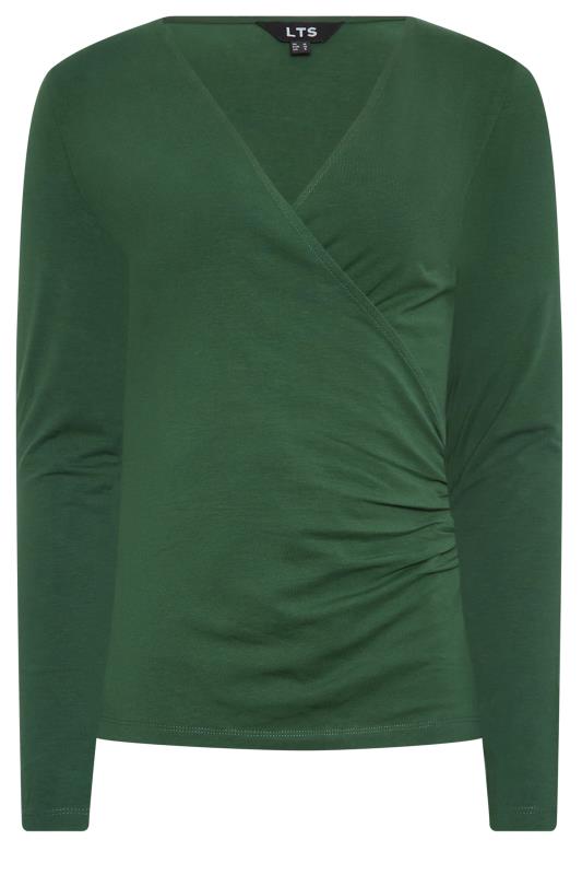 LTS Tall Women's Dark Green Jersey Wrap Top | Long Tall Sally 6