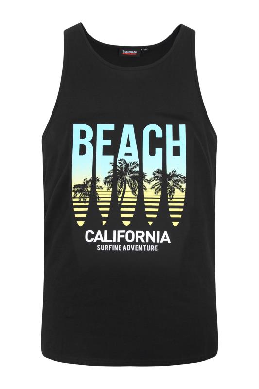 ESPIONAGE Big & Tall Black California Beach Printed Vest 2