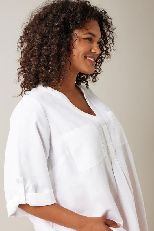 EVANS Plus Size White Linen Utility Top | Evans  4