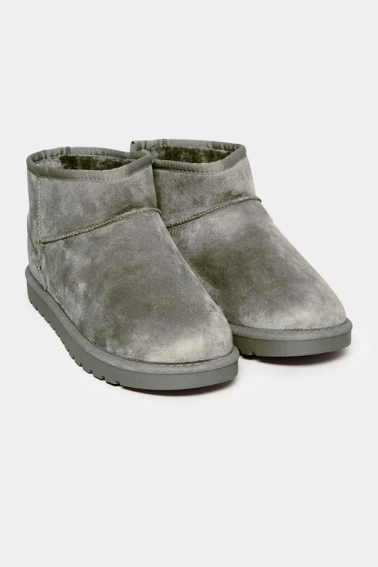 Grey Faux Suede Faux Fur Lined Ankle Boots In Extra Wide EEE Fit | Yours Clothing 2