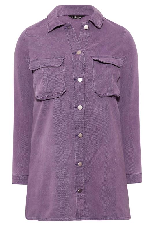 LIMITED COLLECTION Plus Size Purple Longline Denim Jacket | Yours Clothing 7