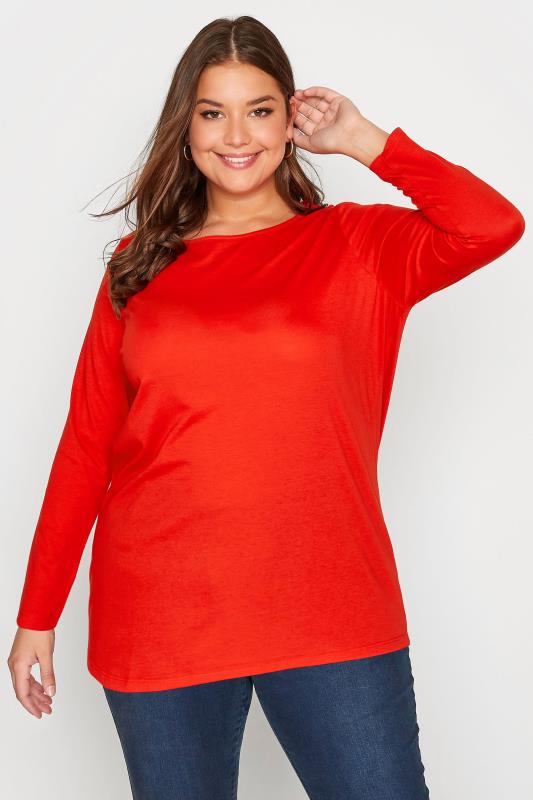Plus Size Orange Long Sleeve T-Shirt | Yours Clothing  3