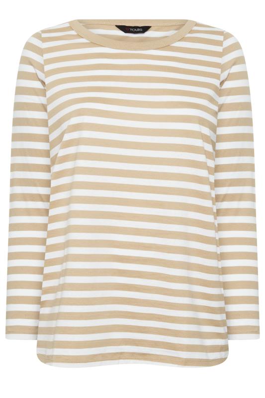 Plus Size Beige Brown Stripe Long Sleeve T-Shirt | Yours Clothing 5