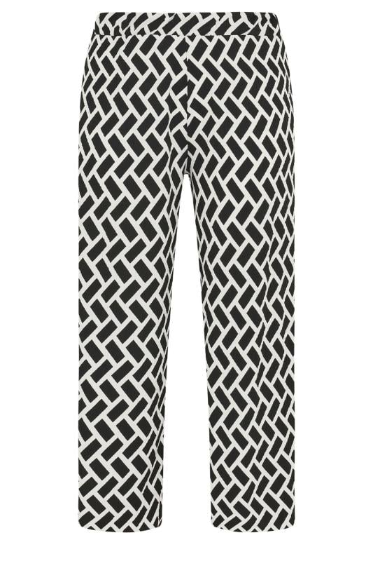 YOURS Plus Size Black Geometric Print Textured Wide Leg Trousers | Yours Clothing 5