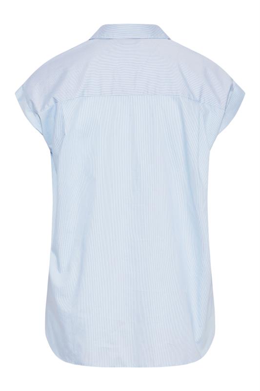 Plus Size Blue Thin Stripe Shirt | Yours Clothing 7