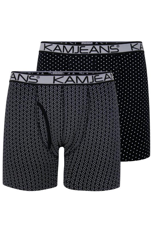 Men's  KAM Black 2 Pack Printed Boxers