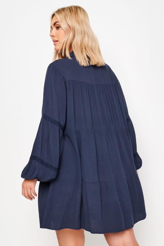 YOURS Plus Size Navy Blue Tiered Shirt | Yours Clothing 3