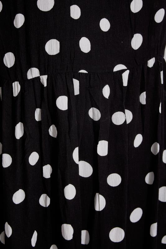 Curve Black Spot Print Sleeveless Crinkle Dress 5