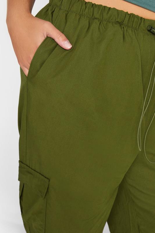 YOURS Curve Plus Size Dark Green Cuffed Cargo Parachute Trousers | Yours Clothing  4