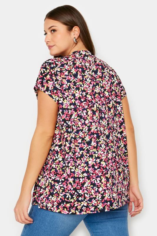 YOURS Plus Size Pink Floral Print Pleat Front Blouse | Yours Clothing 3