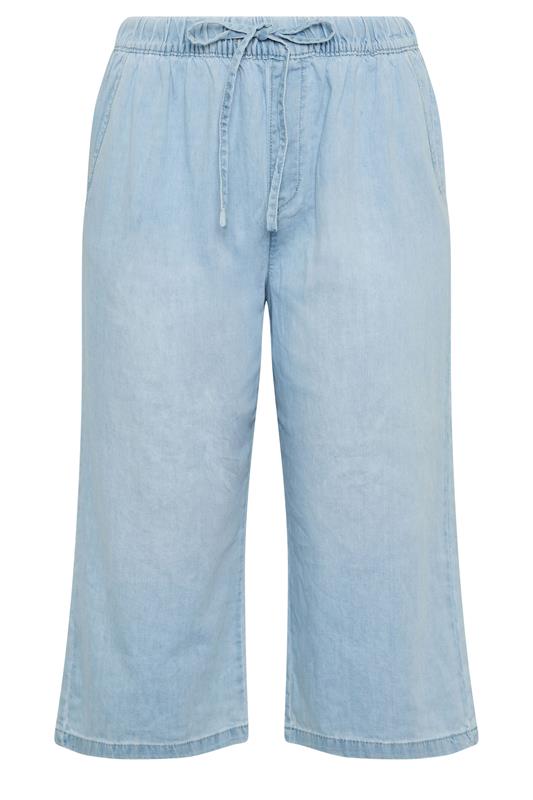 Yours Plus Size Blue Crop Wide Leg Jeans | Yours Clothing 6