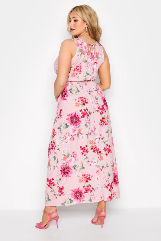 YOURS LONDON Plus Size Pink Floral Print Maxi Dress | Yours Clothing 3