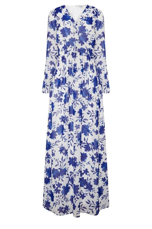  LTS Tall blauw-witte maxi-jurk met bloemenprint