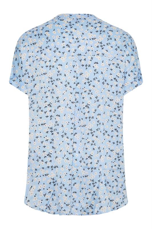 Plus Size Blue Daisy Print Grown On Sleeve Blouse | Yours Clothing 7