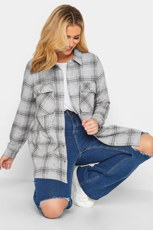 Plus Size Grey Check Print Shacket | Yours Clothing 5