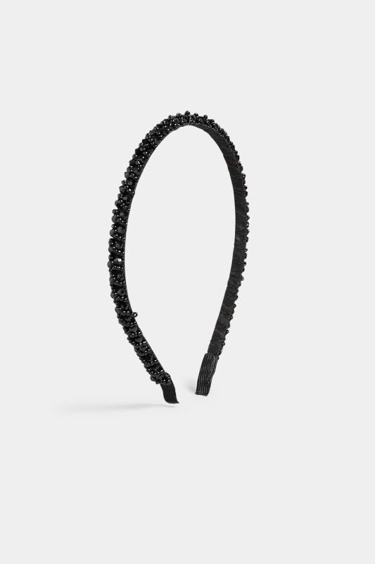 Black Beaded Thin Headband | Yours Clothing 2