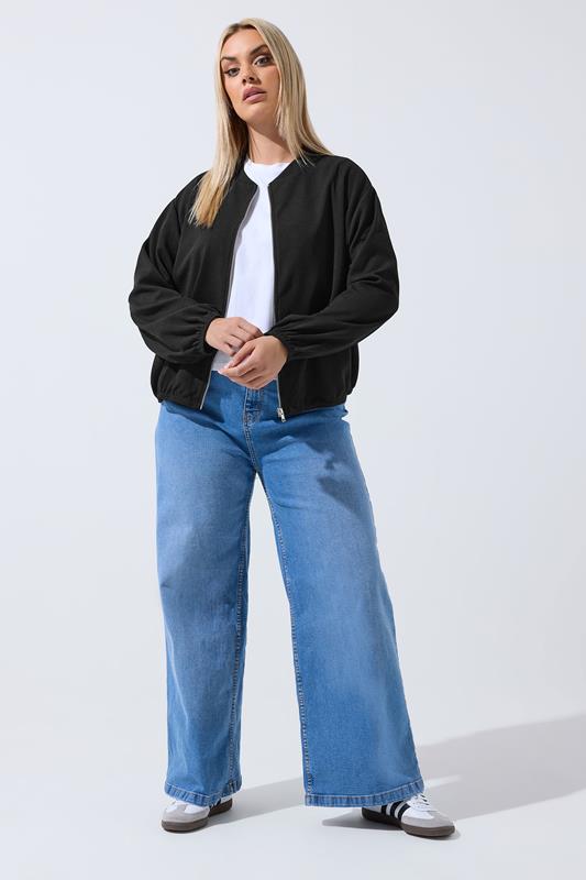 LIMITED COLLECTION Plus Size Black Zip Bomber Jacket | Yours Clothing 2