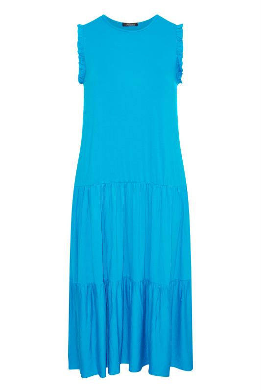 LIMITED COLLECTION Curve Blue Frill Sleeve Smock Maxi Dress_X.jpg