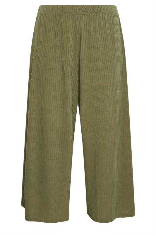 LIMITED COLLECTION Plus Size Khaki Green Ribbed Culottes | Yours Clothing 7