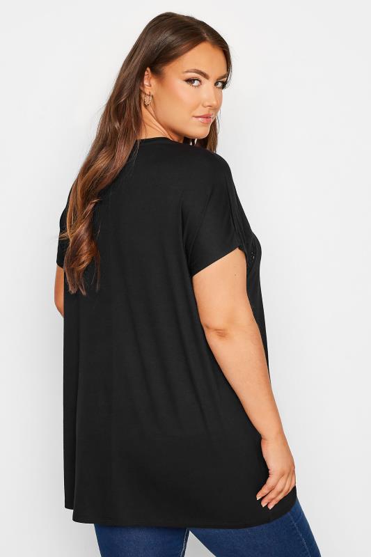 Plus Size Black Lace Detail T-Shirt | Yours Clothing  3